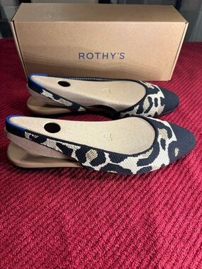 Rothy's Leopard Knit Slingback Flats in Black and Beige